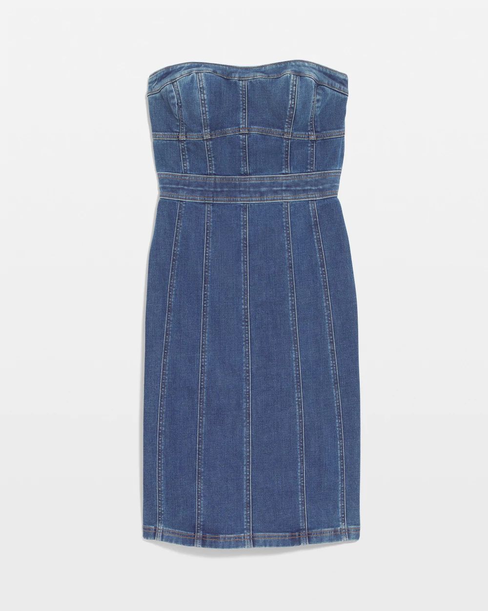 RONRON ♥ NON FADE POCKET HEART POINT DENIM DRESS Strapless Denim Dress | White House Black Market